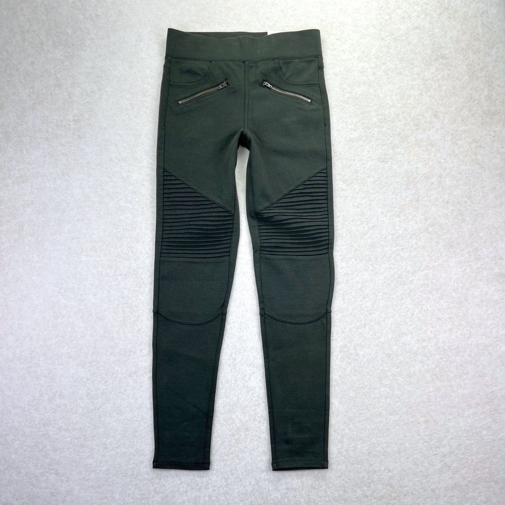 American Eagle Super Stretch Jegging Womens S Green Moto Biker Ribbed High Rise